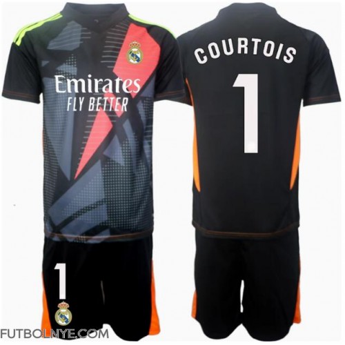 Camiseta Real Madrid Thibaut Courtois #1 Portero Visitante Equipación para niños 2024-25 manga corta (+ pantalones cortos)